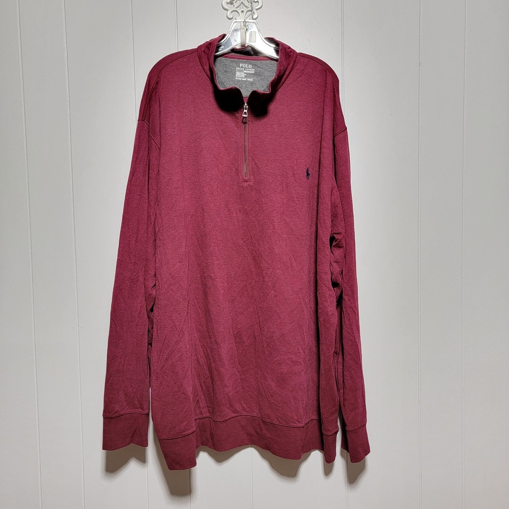 Polo‎ Ralph Lauren Performance Mens 3LT Burgundy Heather 1/4 Zip Pullover Shirt